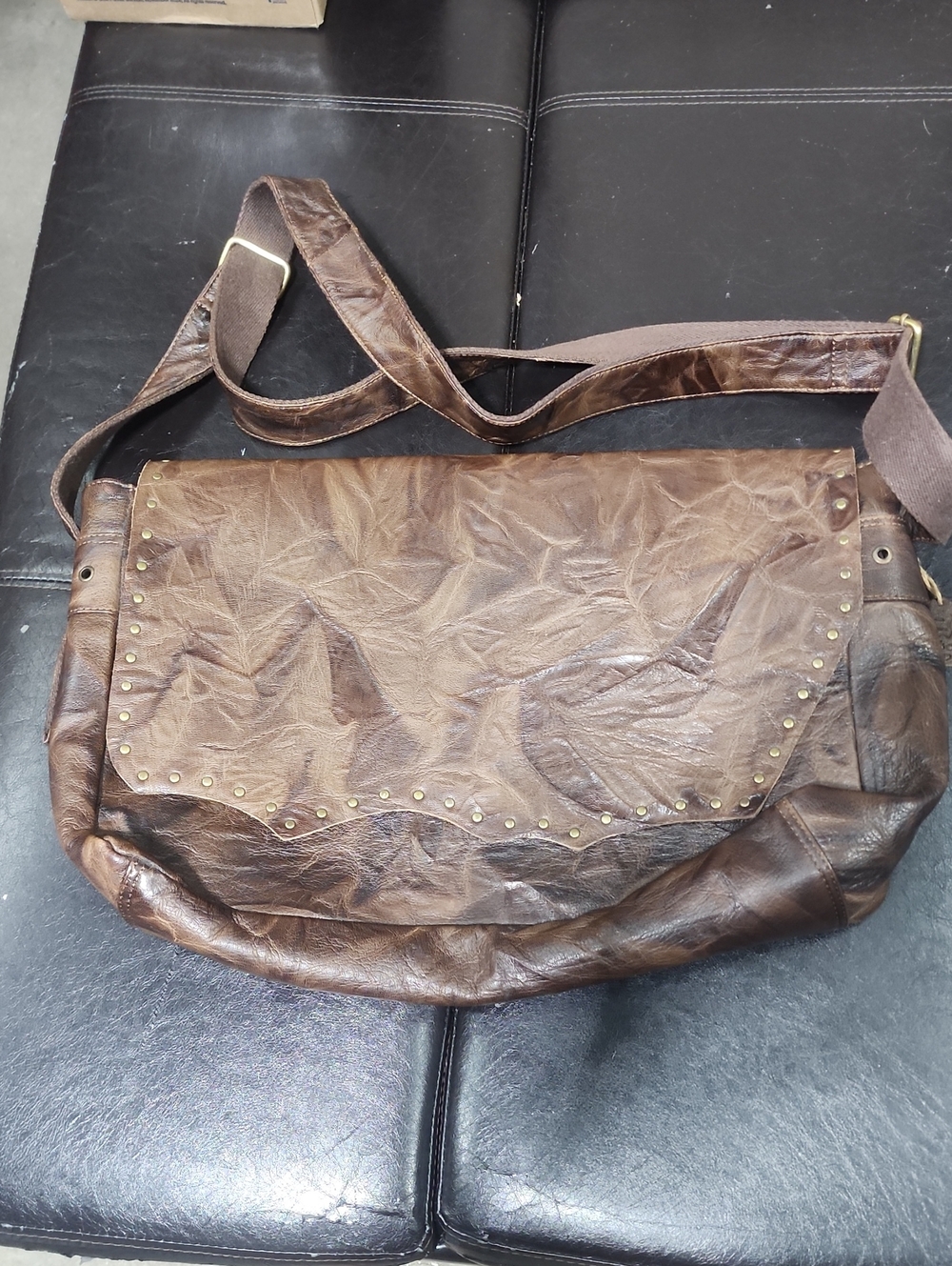Brown Leather Messenger Laptop Bag - Casual Crossbody